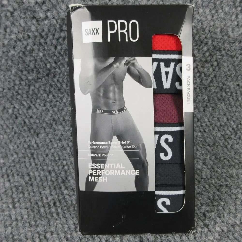 Saxx Boxer Briefs Mens L Multicolor Performance Microfiber BallPark 3 Pack NWOT